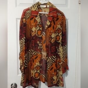 Dana Buchman Multicolor Patterned Button Up Blouse